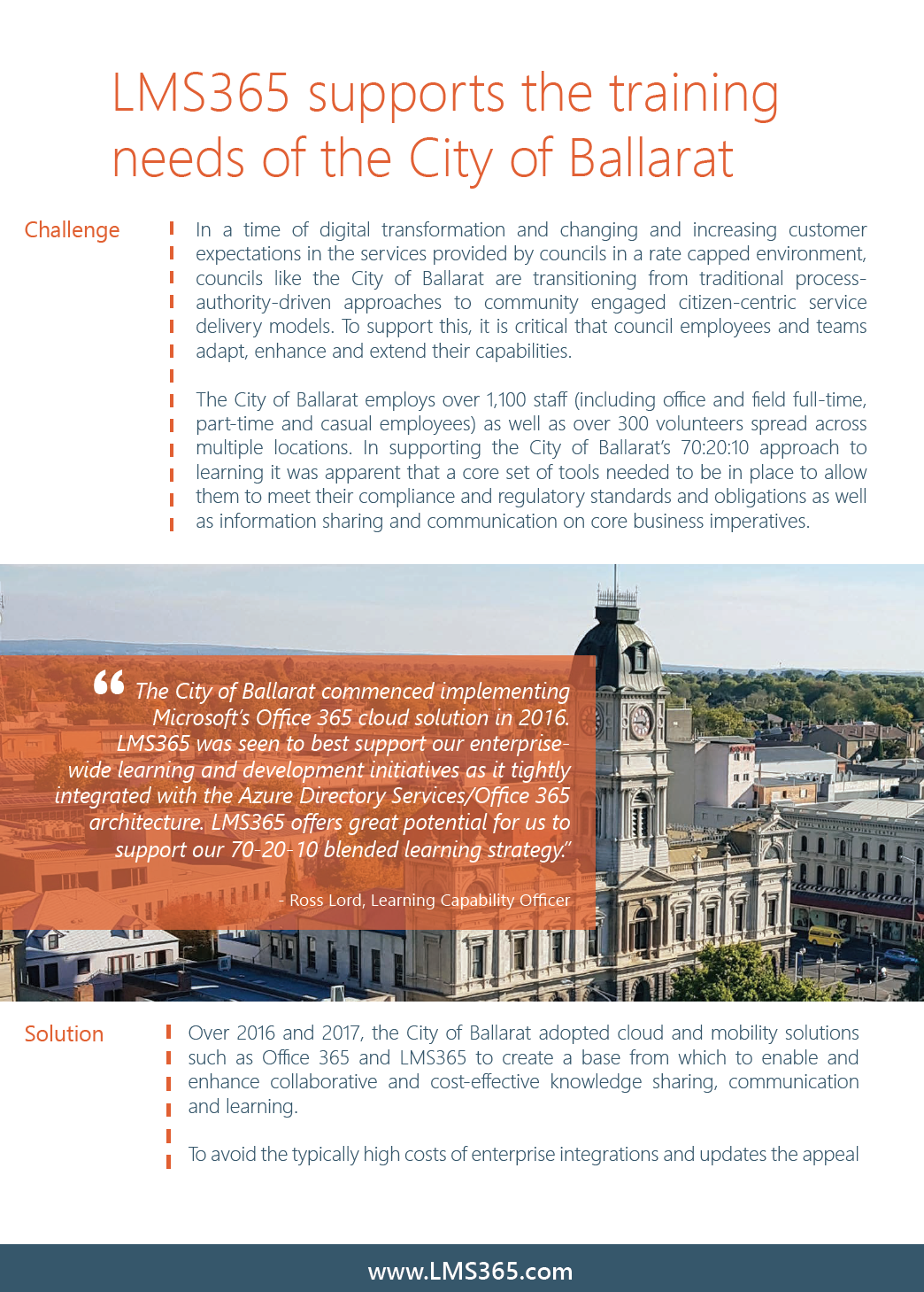 Screenshot of LMS365 Case Study of City of Ballarat